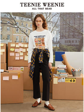 TeenieWeenie小熊松紧腰身宽松韩版直筒显瘦裤休闲裤长裤女秋冬款TTTC214905P