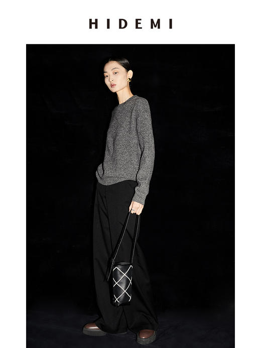 HIDEMI 美利奴羊毛系列芝麻点点圆领中厚款毛衣 商品图4