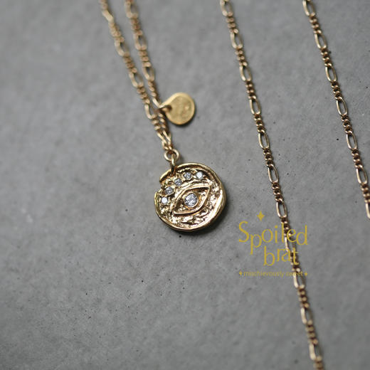 SpoiledBrat Jewelry锆石眼睛圆牌项链 商品图1