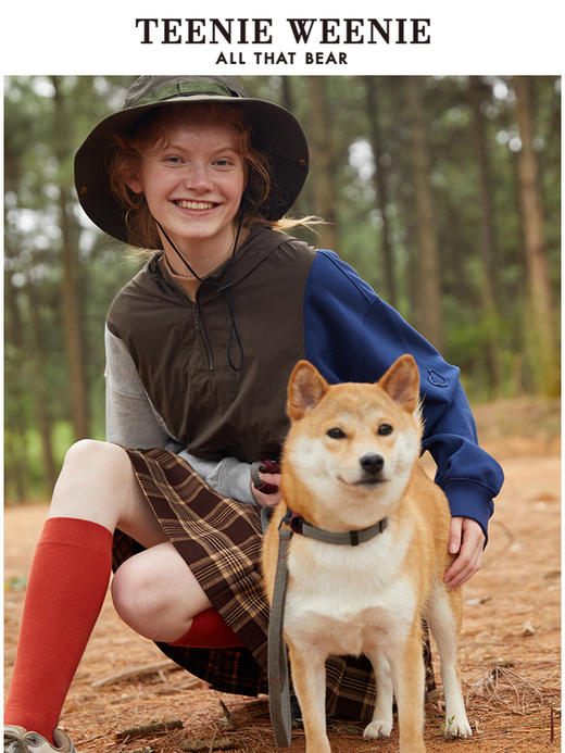 TeenieWeenie小熊撞色拼接连帽套头卫衣工装风宽松韩版显瘦女秋冬TTMW214903T 商品图0