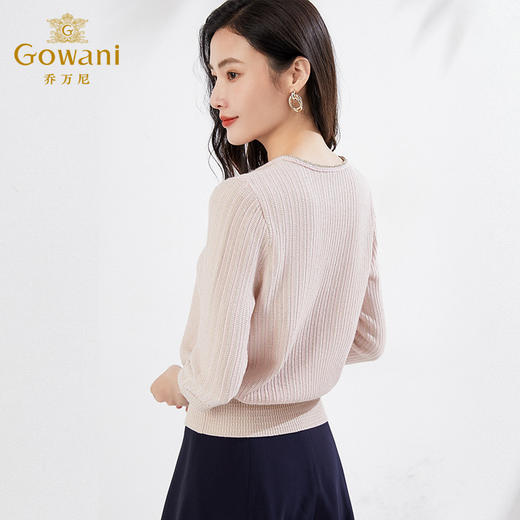 乔万尼复古俏皮领口链条设计针织衫羊毛短款上衣EI3M241 商品图3