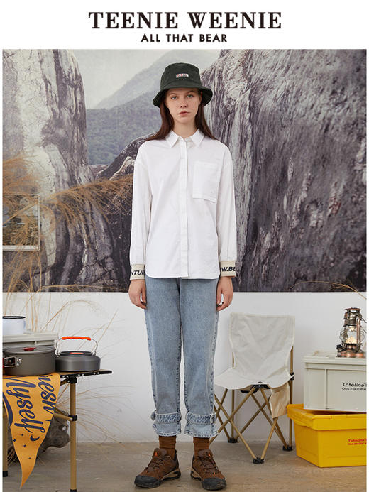 TeenieWeenie小熊牛仔裤长裤宽松韩版显瘦萝卜裤复古港味潮女秋冬TTTJ214903T 商品图1