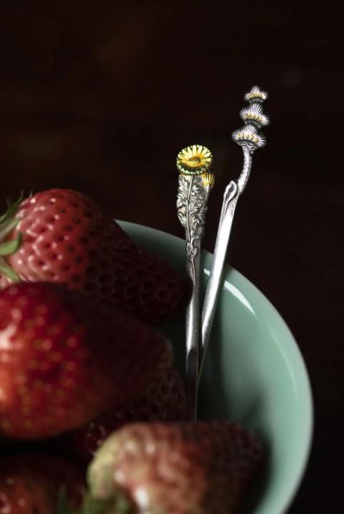 梅·松·菊 果叉（鎏金） 商品图0