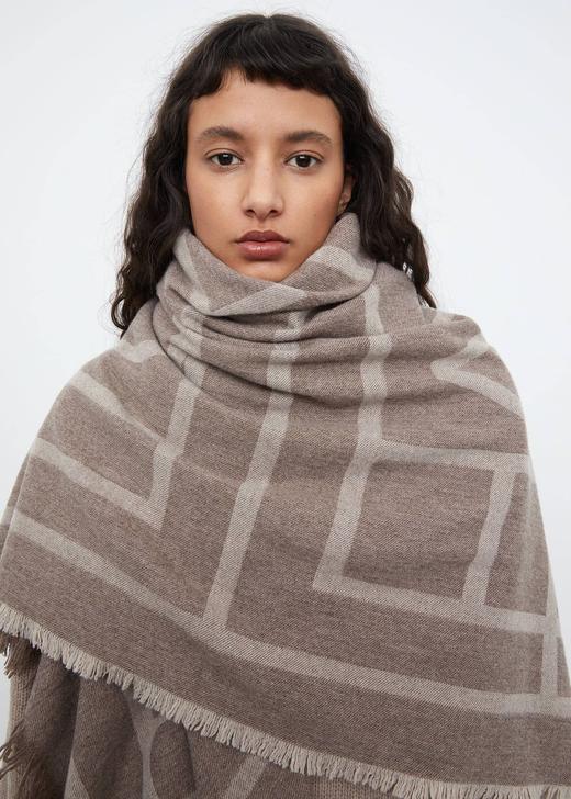 TOTEME 米色/草绿色como羊绒大围巾 商品图2