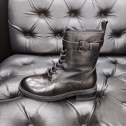 LFGJ 9213  秋冬新款真皮侧拉链骑士靴 商品图1