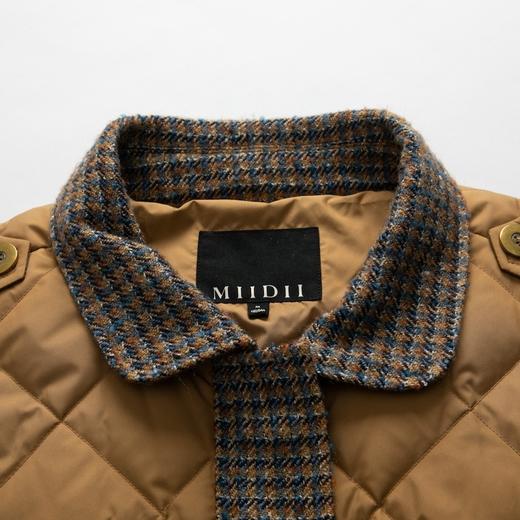 谜底2021冬新款复古运动风拼接粗花呢短款羽绒服女214MY2431 商品图3