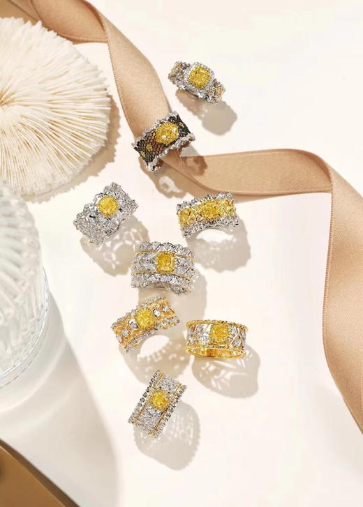 布契拉提工艺蕾丝黄钻戒指 商品图1