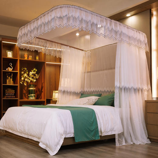 自然醒导轨窗帘布绣花款蚊帐 轻奢尊享HH 商品图7