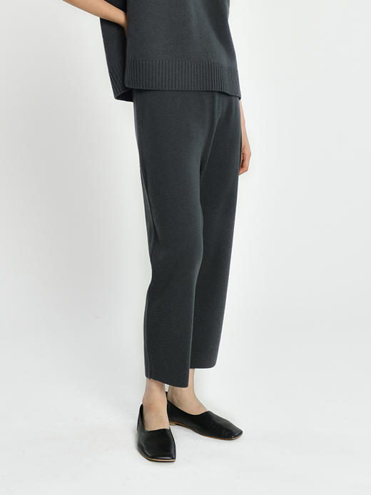女士2021新款羊毛混纺高腰直筒针织长裤 商品图2