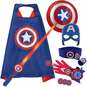 万圣节服装套装 蜘蛛侠/美国队长 动漫发射器 可伸缩光剑 全套装备 炫酷变身