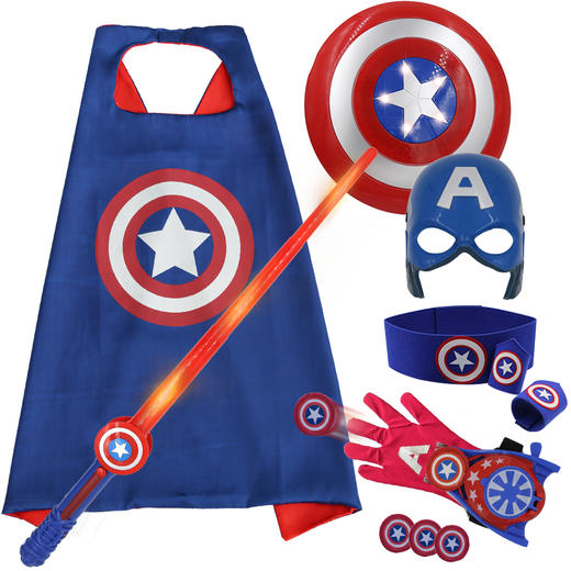 万圣节服装套装 蜘蛛侠/美国队长 动漫发射器 可伸缩光剑 全套装备 炫酷变身 商品图0