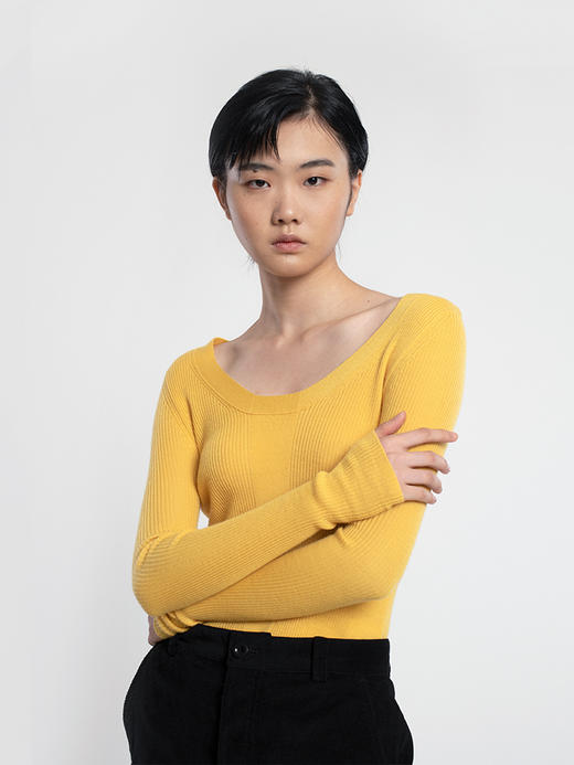 女士2021新款精纺阿拉善山羊绒圆领套头衫 商品图3