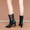 TZW-全牛皮冬季粗跟中筒靴女尖头中跟侧拉链马丁靴中靴 商品缩略图2