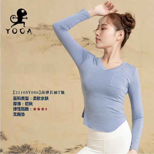 壁虎瑜伽【2110SY086】高弹长袖T恤（无胸垫）【七十二小时发货】 商品图2