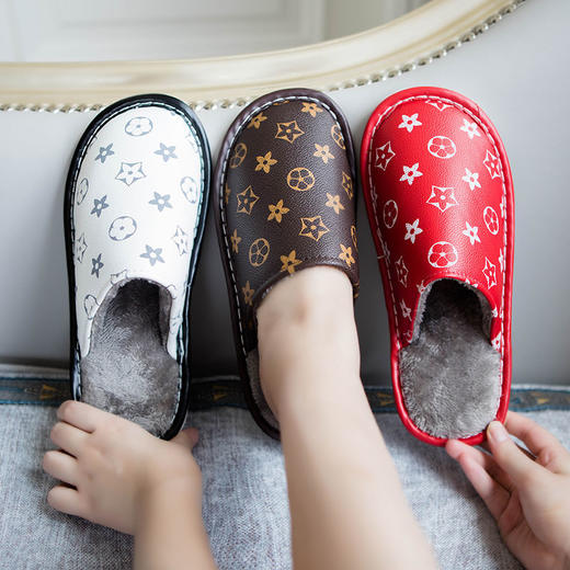 同款冬季皮拖 秋冬季情侣棉拖鞋 男士儿童居家 居家用冬天女拖可爱网红毛毛拖tx04 商品图3