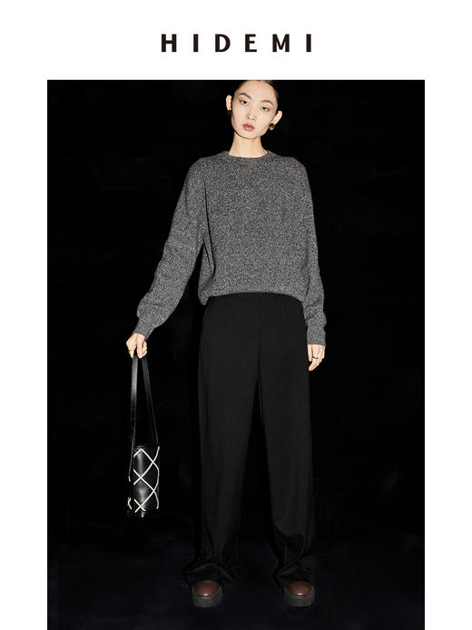 HIDEMI 美利奴羊毛系列芝麻点点圆领中厚款毛衣 商品图2