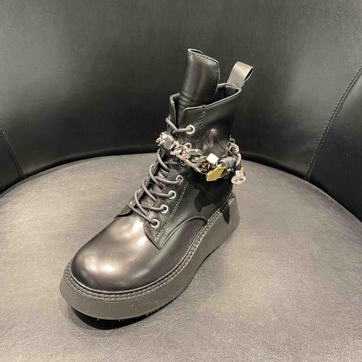 LFGJ  3875   新款真皮英伦链子松糕底加绒马丁靴短靴女 商品图0