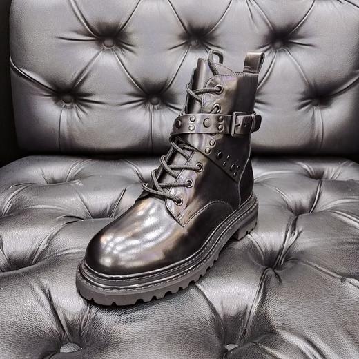 LFGJ 9214 秋冬新款系带真皮中跟马丁靴 商品图0