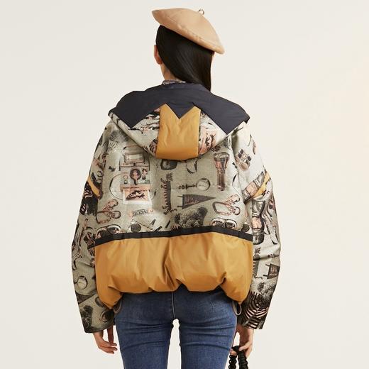 谜底2021冬新款休闲宽松落肩连帽短款羽绒服女面包服214GY2456 商品图2