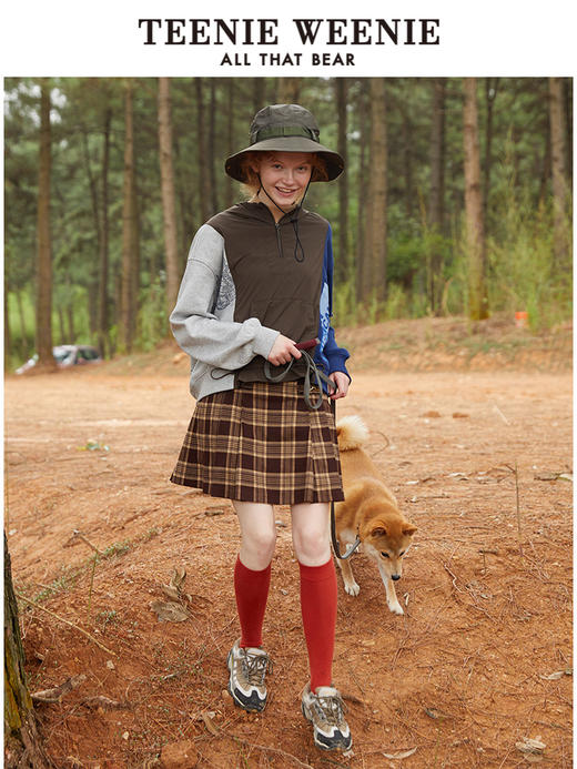 TeenieWeenie小熊撞色拼接连帽套头卫衣工装风宽松韩版显瘦女秋冬TTMW214903T 商品图2