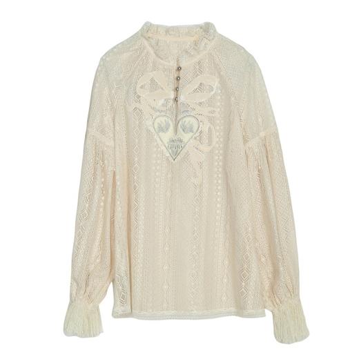 MIIDII谜底2021冬新款复古宫廷两件套蕾丝长袖上衣女214GS2589 商品图4