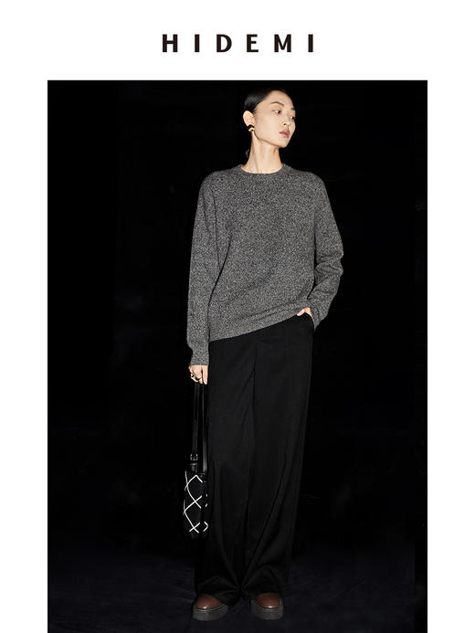 HIDEMI 美利奴羊毛系列芝麻点点圆领中厚款毛衣 商品图3