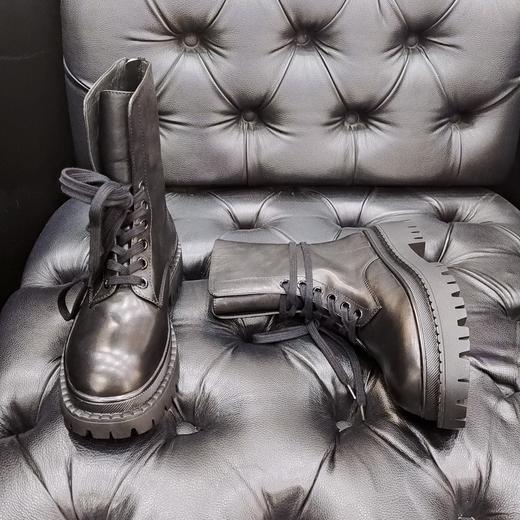 LFGJ 6129  秋冬款系带真皮中跟小短靴 商品图2