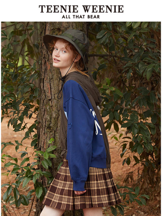 TeenieWeenie小熊撞色拼接连帽套头卫衣工装风宽松韩版显瘦女秋冬TTMW214903T 商品图1