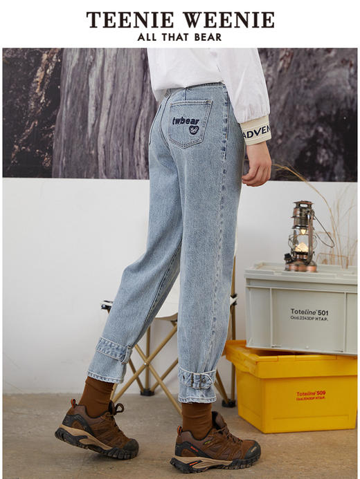 TeenieWeenie小熊牛仔裤长裤宽松韩版显瘦萝卜裤复古港味潮女秋冬TTTJ214903T 商品图2