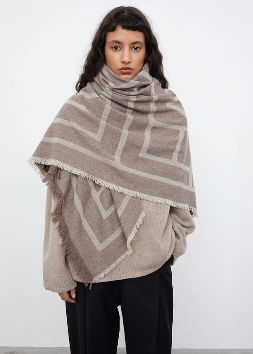 TOTEME 米色/草绿色como羊绒大围巾 商品图0