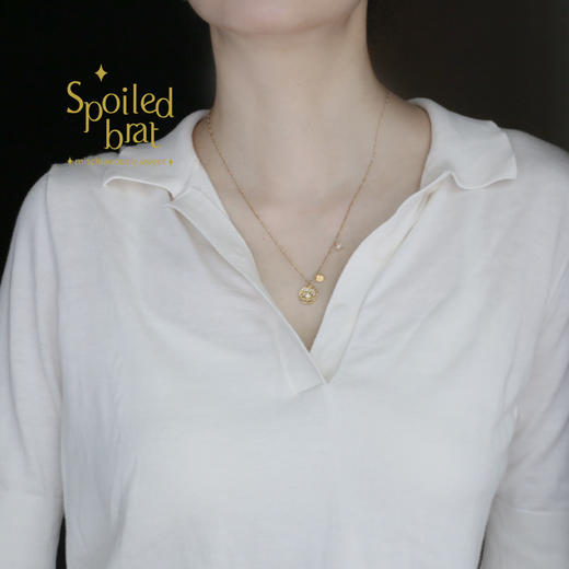 SpoiledBrat Jewelry锆石眼睛圆牌项链 商品图2