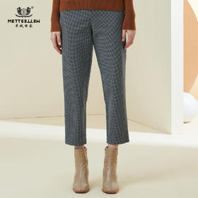 METTE2021年秋冬新品女士商务休闲裤中腰毛呢九分小直筒显瘦裤子