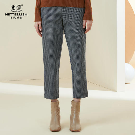 METTE2021年秋冬新品女士商务休闲裤中腰毛呢九分小直筒显瘦裤子 商品图0