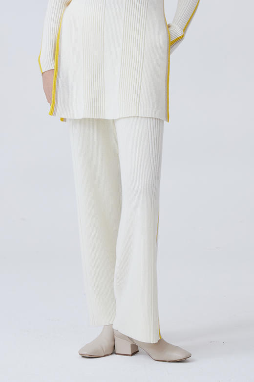 羊绒抽条针织直筒女裤 SJF93K114N 商品图0