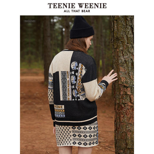 TeenieWeenie小熊提花半身裙高腰显瘦针织裙包臀裙短裙女秋冬新款TTWK214901T 商品图3