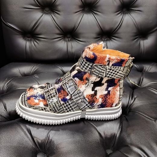 LFGJ 4843 秋冬针织拼接漆面高帮女鞋 商品图1