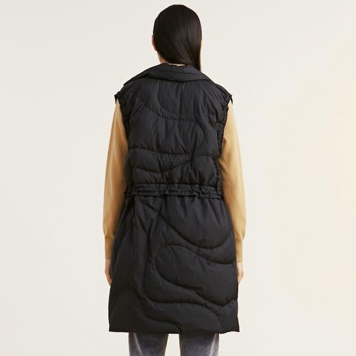 谜底2021冬新款抽绳收腰大口袋轻薄中长款羽绒服马甲女214MY2482 商品图2