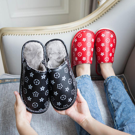 同款冬季皮拖 秋冬季情侣棉拖鞋 男士儿童居家 居家用冬天女拖可爱网红毛毛拖tx04 商品图5