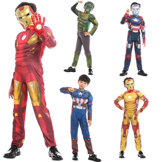 万圣节服装cosplay 儿童装扮服装套装 钢铁侠/绿巨人/美国队长/雷神 适合95~140cm 商品图2