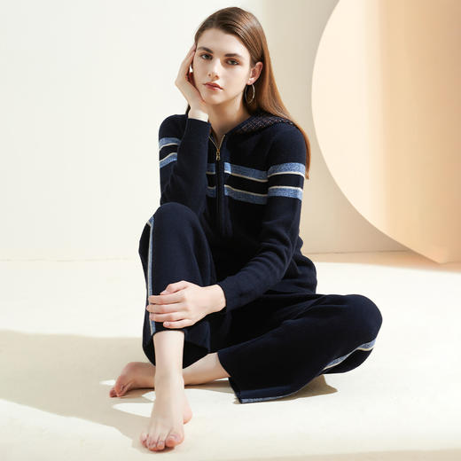 METTE羊绒世家女士阔腿裤时尚休闲运动高腰加厚保暖针织休闲裤子 商品图1