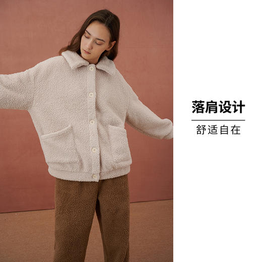 【双面绒】HSIA遐家居服女冬季茧形米粒绒宽松加厚款长袖直筒裤保暖睡衣套装 商品图1