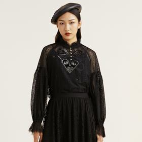 MIIDII谜底2021冬新款复古宫廷两件套蕾丝长袖上衣女214GS2589