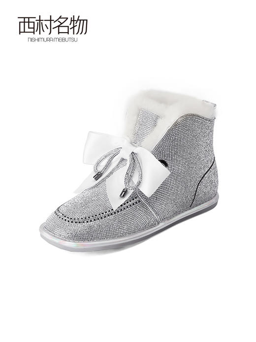 西村名物2021冬季新款平底学生靴子一脚蹬短靴女保暖雪地靴T21DS45161 商品图1