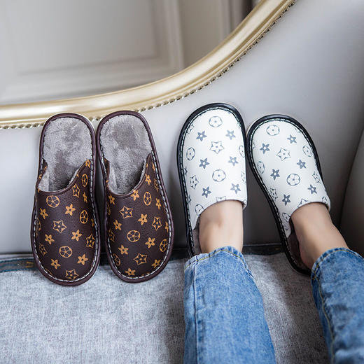 同款冬季皮拖 秋冬季情侣棉拖鞋 男士儿童居家 居家用冬天女拖可爱网红毛毛拖tx04 商品图4