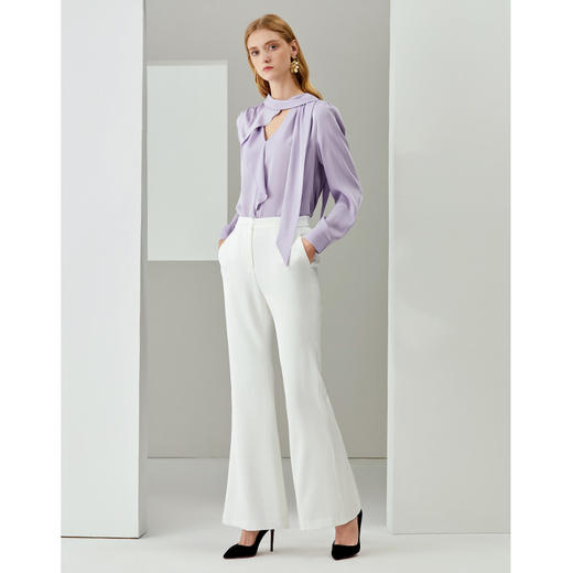 EITIE爱特爱秋季新款时尚通勤简约舒适显瘦系带衬衫女上衣6713401 商品图1