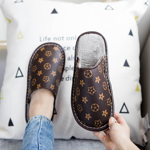 同款冬季皮拖 秋冬季情侣棉拖鞋 男士儿童居家 居家用冬天女拖可爱网红毛毛拖tx04 商品图2