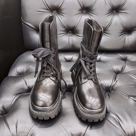 LFGJ 6129  秋冬款系带真皮中跟小短靴 商品图5