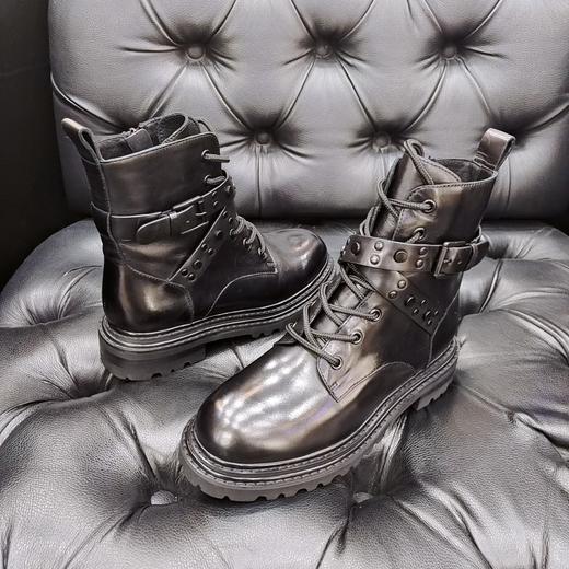 LFGJ 9214 秋冬新款系带真皮中跟马丁靴 商品图2