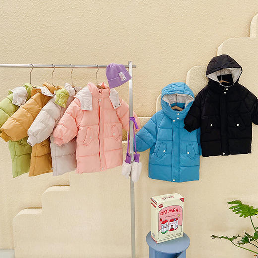 【母婴】冬季儿童羽绒棉服男女童中长款儿童棉衣加厚羽绒棉外 商品图0