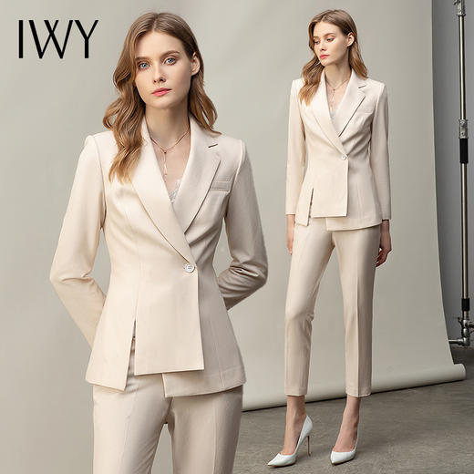 IWY/杏色高端职业套装女英伦风OL时尚商务正装气质休闲西装工作服CP11386 商品图4